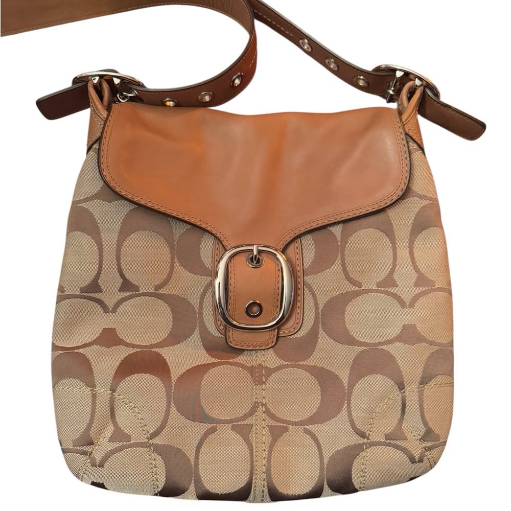 Vintage Coach Signature Canvas & Leather Crossbody
